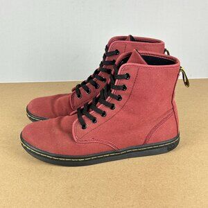 Dr. Martens Shoreditch Canvas Boots Womens 8 Rust Red Lace Up Casual